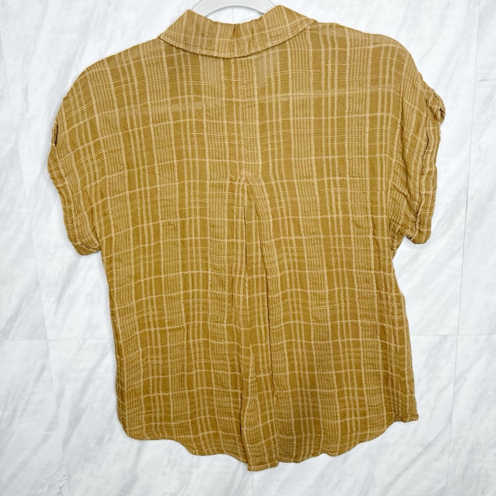 Bella Dahl Tan Plaid Button-Down Shirt XS - Picture 3 of 4
